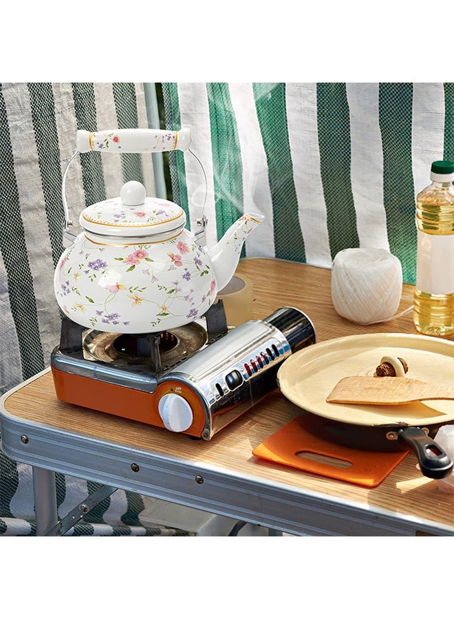 هاهاهاي إبريق شاي مينا عتيق 2.5 لتر – إبريق مينا بتصميم زهري قديم مع مقبض بورسلان، إبريق شاي سميك للموقد، مناسب للمطبخ، التخييم، القهوة وللهدايا المنزلية الأنيقة - Image 4