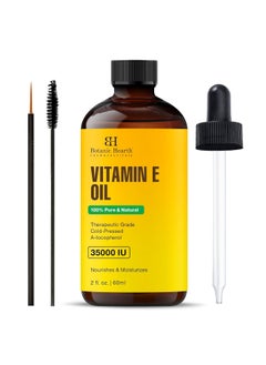 Botanic Hearth Botanic Hearth Vitamin E Oil | 100% Pure and Natural oil for Growth of Nails, Hair, Eyebrows & Eyelashes | 35,000 IU | Hair & Body Oil with Eyebrow & Eyelash Brush| 2 Fl Oz  - Image 1