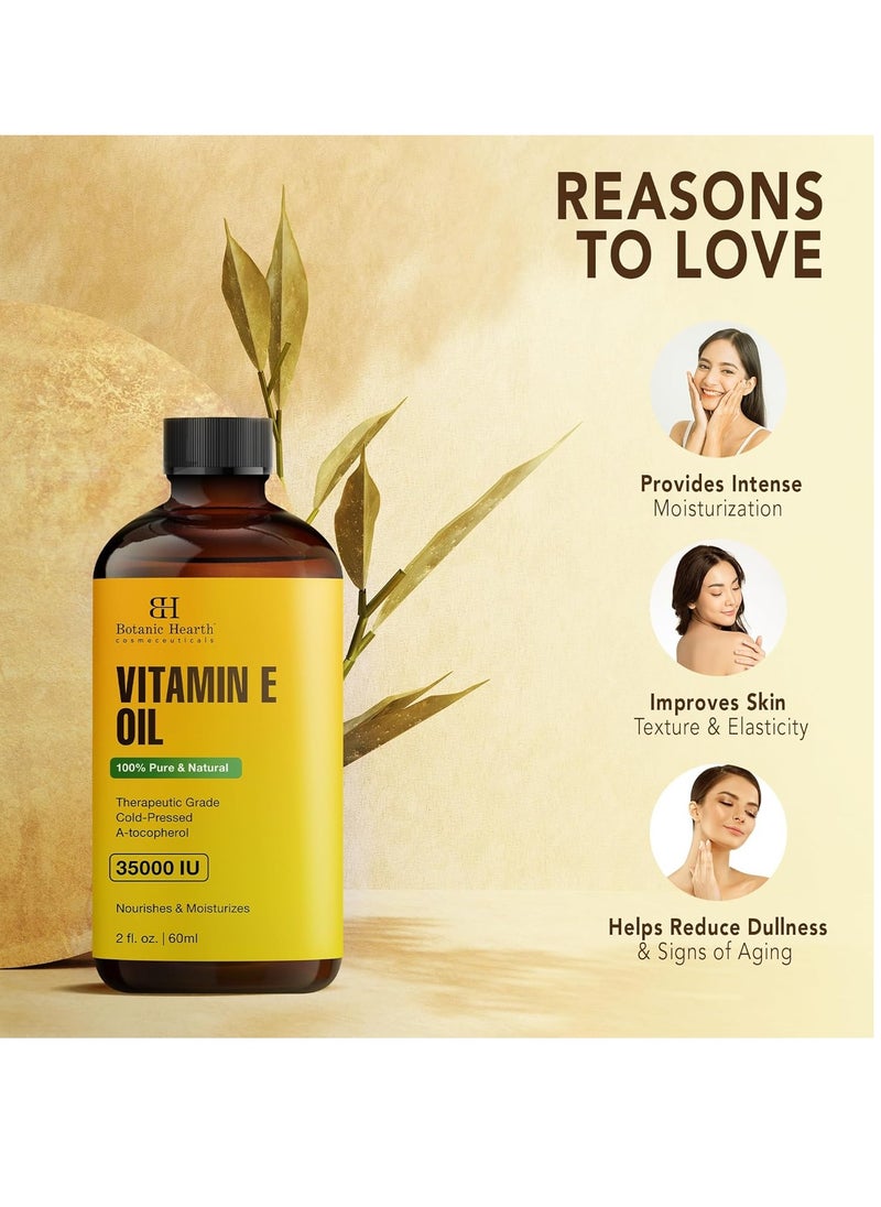 Botanic Hearth Botanic Hearth Vitamin E Oil | 100% Pure and Natural oil for Growth of Nails, Hair, Eyebrows & Eyelashes | 35,000 IU | Hair & Body Oil with Eyebrow & Eyelash Brush| 2 Fl Oz  - Image 4
