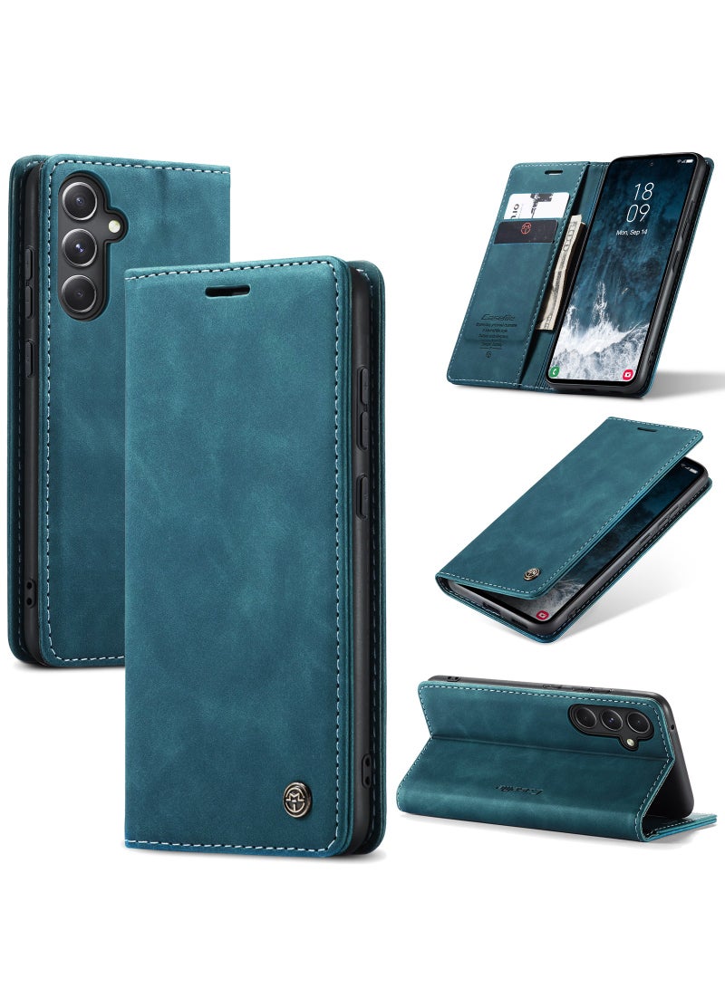 CaseMe For Samsung Galaxy S23 FE Cover,  Magnetic Adsorption Full Body Shockproof Protective Flip Cover, PU Leather Hidden Stand Mobile Phone Case - Image 1