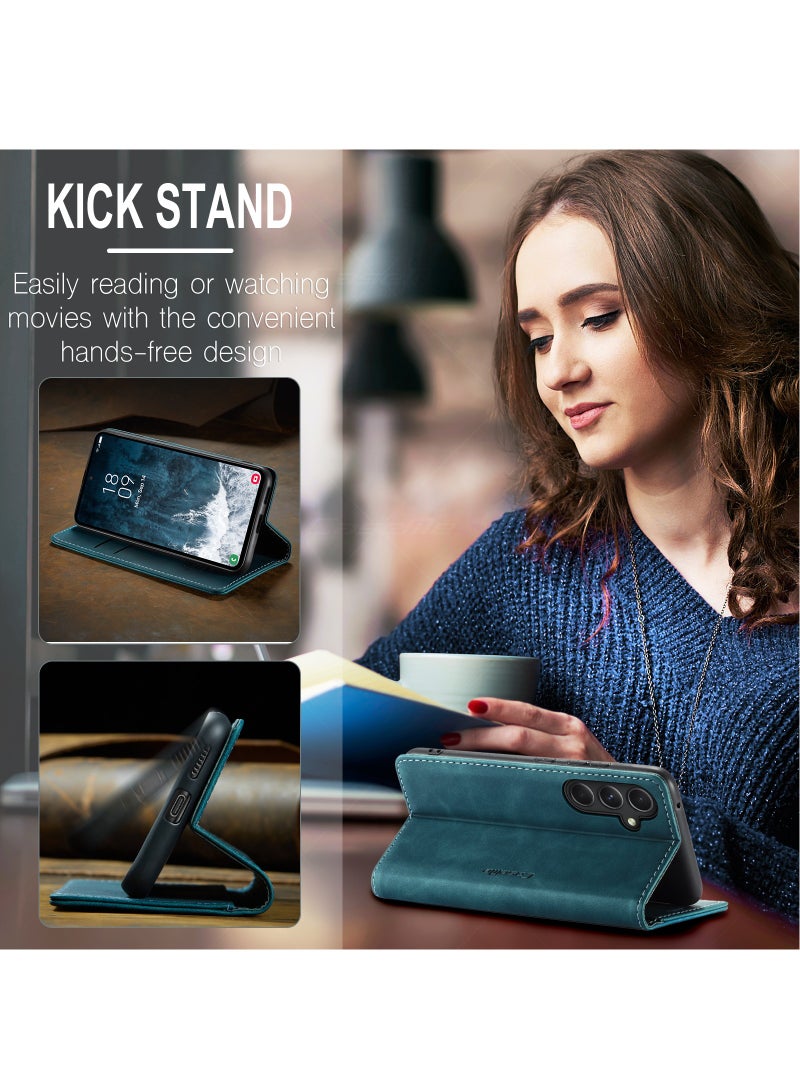 CaseMe For Samsung Galaxy S23 FE Cover,  Magnetic Adsorption Full Body Shockproof Protective Flip Cover, PU Leather Hidden Stand Mobile Phone Case - Image 4