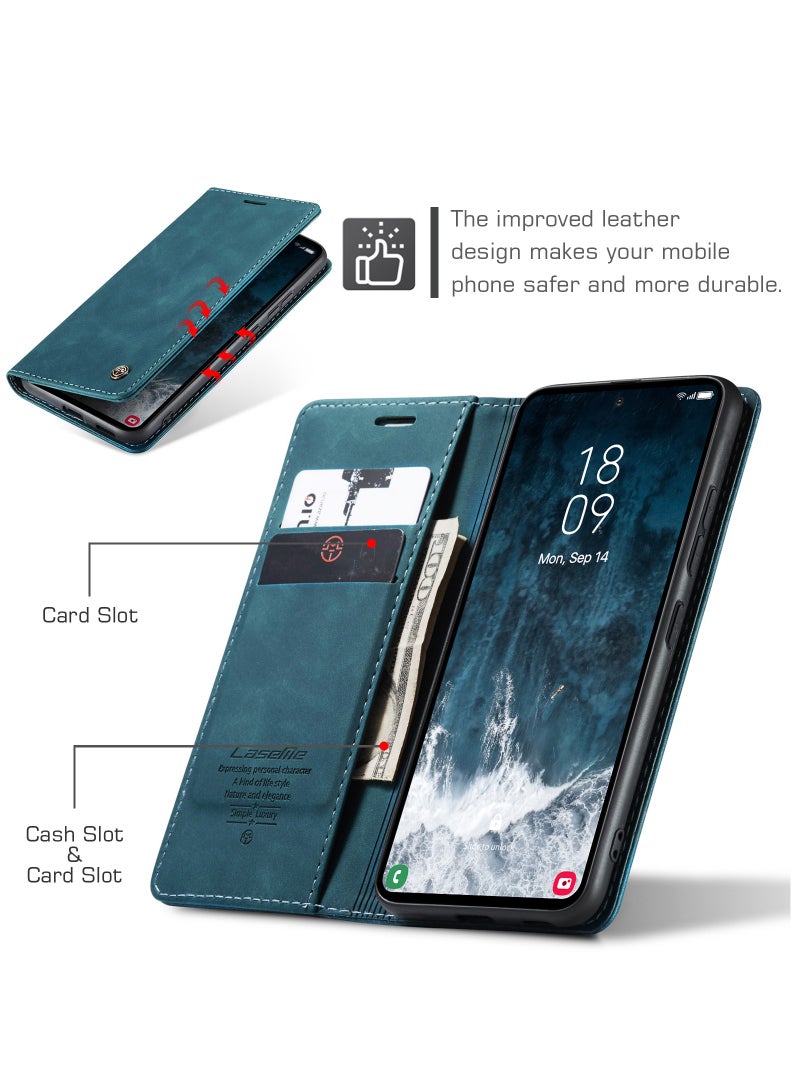 CaseMe For Samsung Galaxy S23 FE Cover,  Magnetic Adsorption Full Body Shockproof Protective Flip Cover, PU Leather Hidden Stand Mobile Phone Case - Image 2