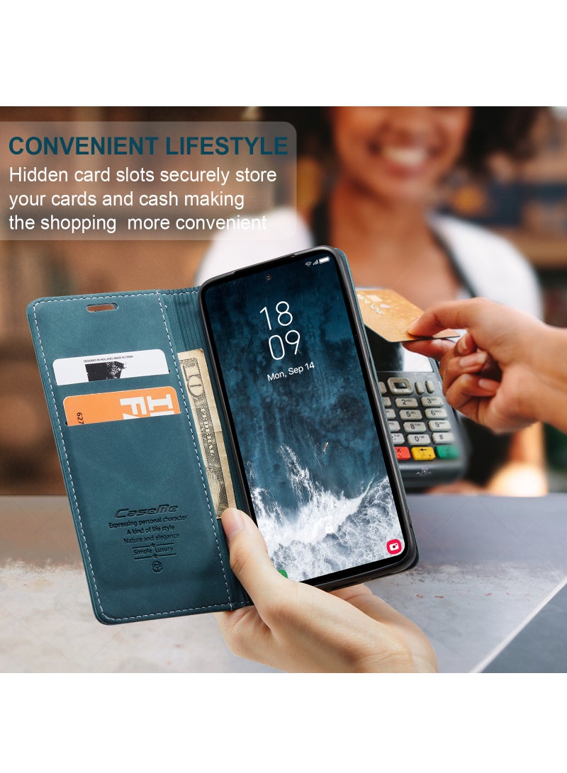 CaseMe For Samsung Galaxy S23 FE Cover,  Magnetic Adsorption Full Body Shockproof Protective Flip Cover, PU Leather Hidden Stand Mobile Phone Case - Image 3