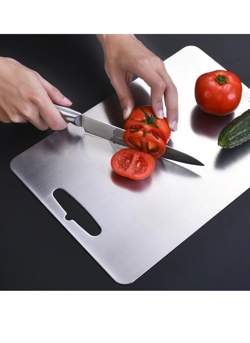 Golden Apple Market - Heavy Duty 304 Stainless Steel Cutting Board for Kitchen Double-Sided Non-Slip Chopping Board for Meat Vegetables Fruit and Cheese Easy to Clean Scratch Resistant Mold-Proof Perfect for Home Cooking(40*30*0.2) - Image 1