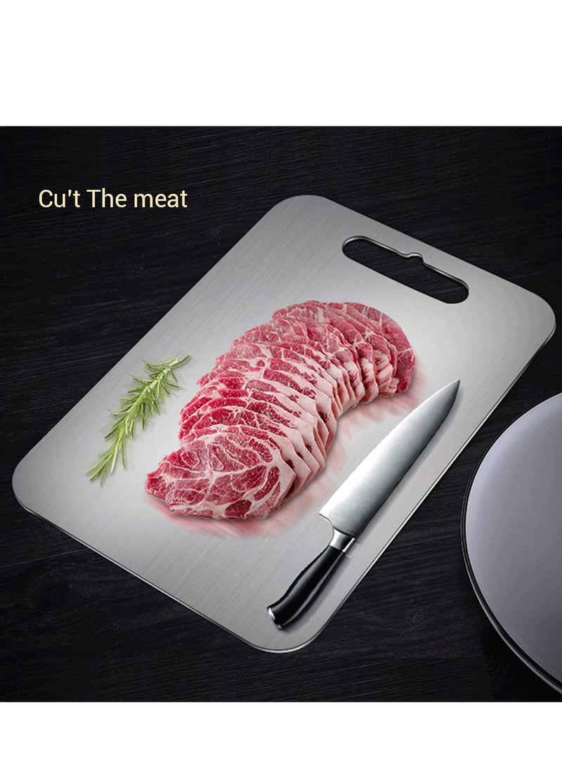 Golden Apple Market - Heavy Duty 304 Stainless Steel Cutting Board for Kitchen Double-Sided Non-Slip Chopping Board for Meat Vegetables Fruit and Cheese Easy to Clean Scratch Resistant Mold-Proof Perfect for Home Cooking(40*30*0.2) - Image 1
