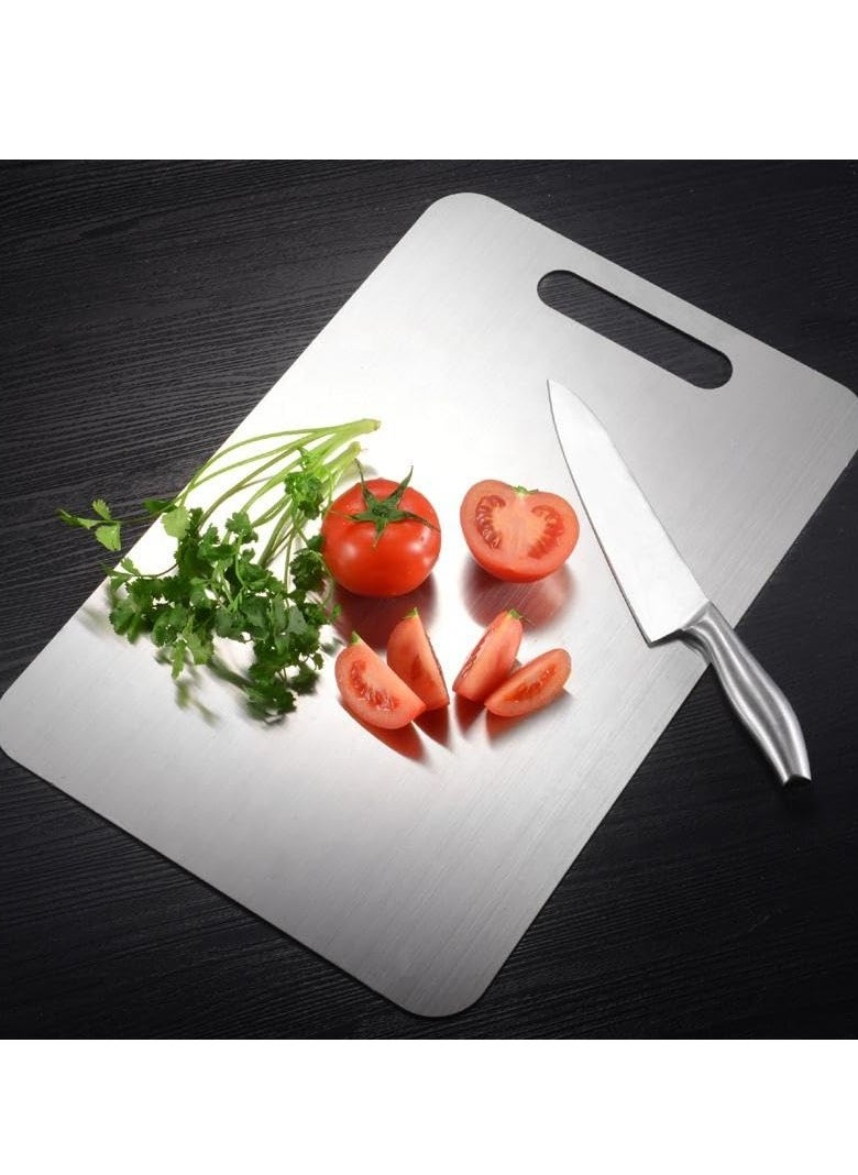Golden Apple Market - Heavy Duty 304 Stainless Steel Cutting Board for Kitchen Double-Sided Non-Slip Chopping Board for Meat Vegetables Fruit and Cheese Easy to Clean Scratch Resistant Mold-Proof Perfect for Home Cooking(40*30*0.2) - Image 1