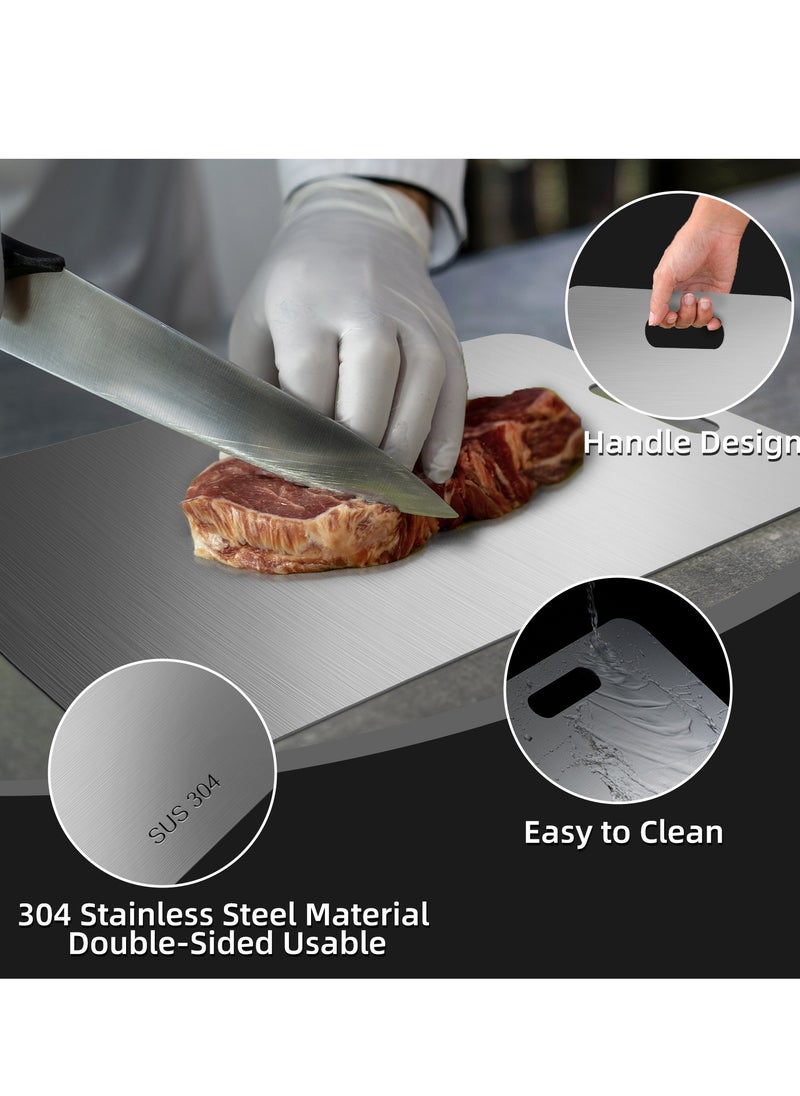 Golden Apple Market - Heavy Duty 304 Stainless Steel Cutting Board for Kitchen Double-Sided Non-Slip Chopping Board for Meat Vegetables Fruit and Cheese Easy to Clean Scratch Resistant Mold-Proof Perfect for Home Cooking(40*30*0.2) - Image 1