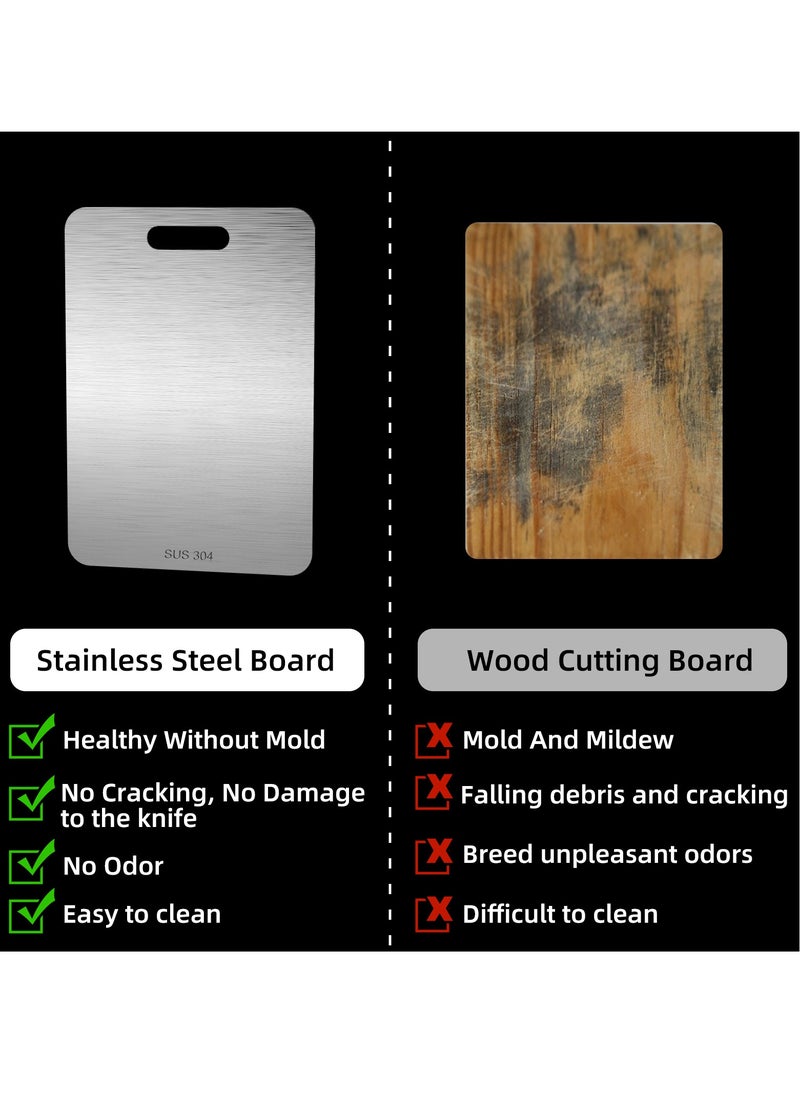 Golden Apple Market - Heavy Duty 304 Stainless Steel Cutting Board for Kitchen Double-Sided Non-Slip Chopping Board for Meat Vegetables Fruit and Cheese Easy to Clean Scratch Resistant Mold-Proof Perfect for Home Cooking(40*30*0.2) - Image 1
