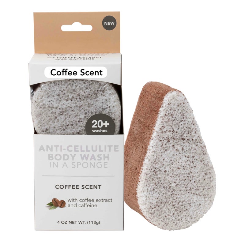 Spongeables Anti Cellulite Body Wash in a 20+ Wash Sponge, Coffee, 1 Count - Image 1