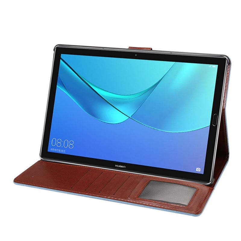 Dibase For Huawei Mediapad M5 10.8 Inch Cowboy Leather Case Surface Pu Leather Case With Holder & Card Slots & Wallet( Blue) - Image 5