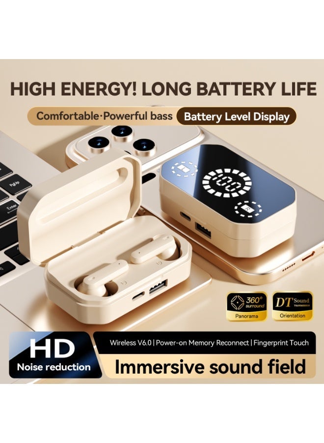 مُوطْمُوك  M154 سماعات لاسلكية, سماعات بلوتوث 6.0 في الأذن مع شاشة LED, سماعات بلوتوث جديدة صغيرة عميقة باس صوت ستيريو, إلغاء الضوضاء للمكالمات الواضحة, سماعات الأذن الخفيفة الوزن في الرياضة, العمل, السفر - Image 1