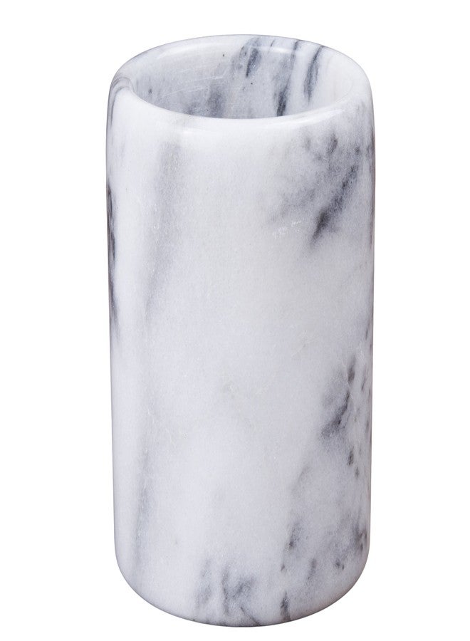 Creative Home Solid Natural Marble Pen Holder - Heavyweight Pencil Cup Organizer for Desk, Vanity, or Bathroom, 3.3" Diameter x 4.5" Height, Off-White with Unique Stone Patterns - Image 1