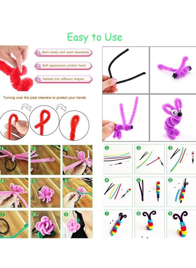 Asian Hobby Crafts Kids Pom Pom Crafts Kit with 50X Pipe Cleaners,Googly Eyes,Pompom Balls,Ice Cream Sticks,Color Feathers for DIY Art&Crafts Projects - Image 4