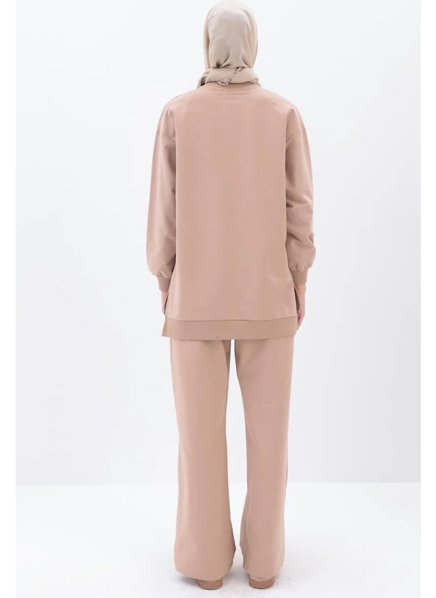 Allday Beige-Side Striped Tracksuit