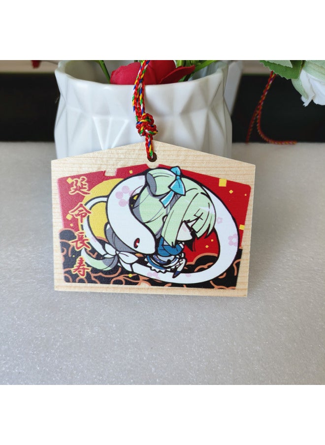 Animation Two-dimensional Thousands Of Love Flowers Wish Card Royal Guard Wish Card Solid Wood Card Listed In Japan Painted Horse Wood Card Cong Rain-Color:2—from Rain B (size 9*7cm) 10 Pieces  - Image 1