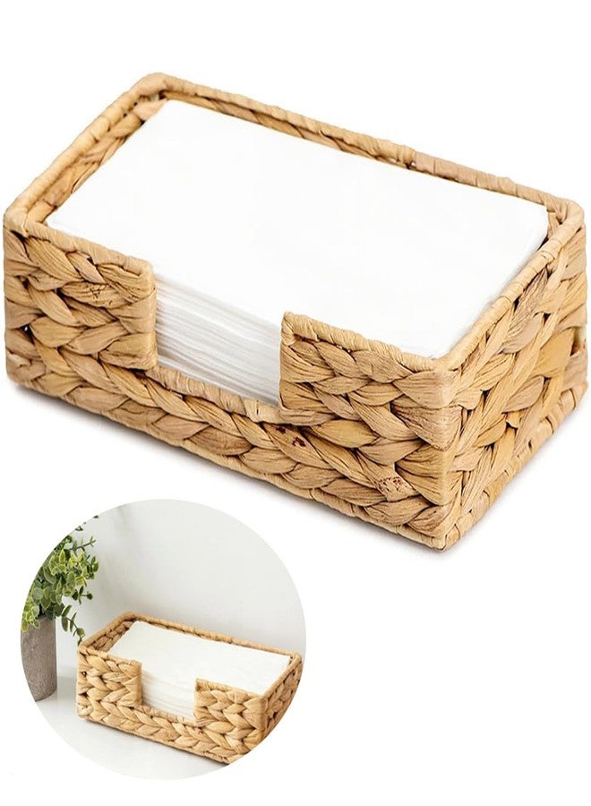 Cangfort Water Hyacinth Napkin Holder, Rattan Napkin Holder for Tables, 1 PCS Napkin Basket Decorative Wicker Napkin Tray for Kitchen, Bathroom, Living Room(Rectangle, Size 9.44"/24CMx5.11"/13CMx2.75"/7CM) - Image 1