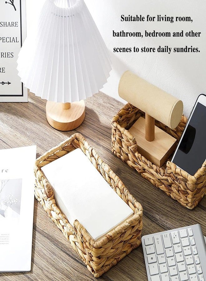 Cangfort Water Hyacinth Napkin Holder, Rattan Napkin Holder for Tables, 1 PCS Napkin Basket Decorative Wicker Napkin Tray for Kitchen, Bathroom, Living Room(Rectangle, Size 9.44"/24CMx5.11"/13CMx2.75"/7CM) - Image 5