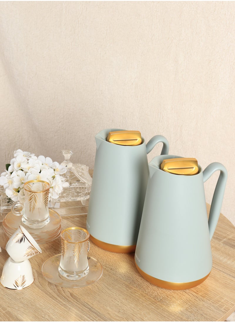 HOMEVEO Home View Luxury Tea and Coffee Thermos Set, 1L Capacity - Elegant design with golden touches, golden base and golden lid - High-quality thermal insulation that retains heat for long periods 