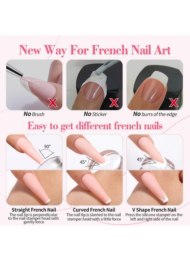 Born Pretty - Born Pretty French Manicure Kit,Nail Stamper and 2Pcs Gel Nail Polish,Include Jelly Milky Pink White Colors for French Tip - Image 1