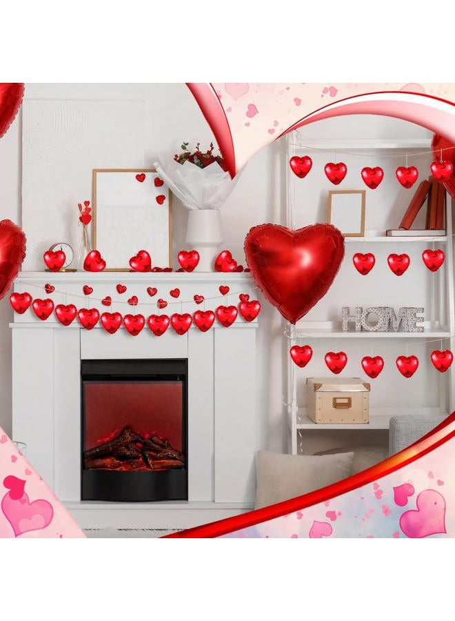Vercraft 24 Pcs Valentine's Day Hanging Ornaments Heart Disco Ball Decor Red Heart Mirror Glass Ornament Valentine's Day Tree Decor Mirror Love Disco Ball for Wedding Party Anniversary Supplies - Image 5