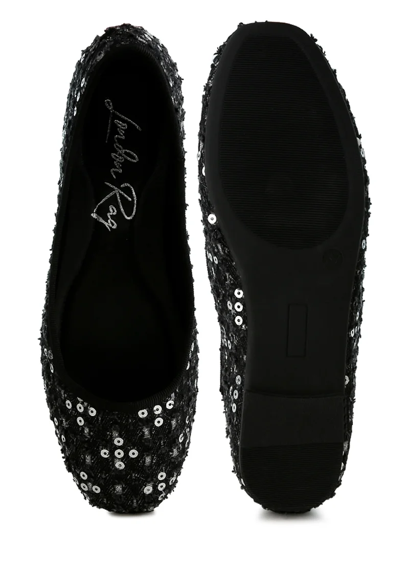 London Rag Black Sequin Ballet Flats