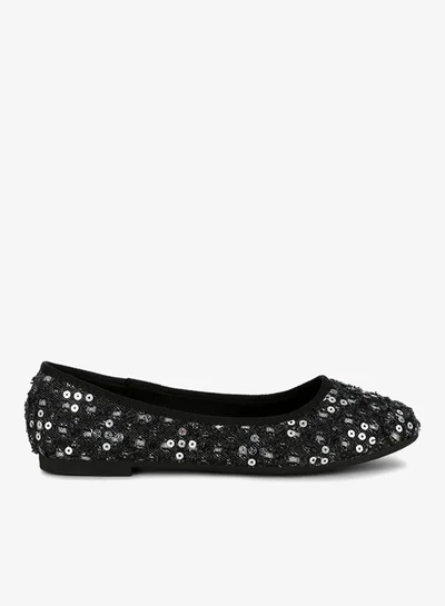 London Rag Black Sequin Ballet Flats