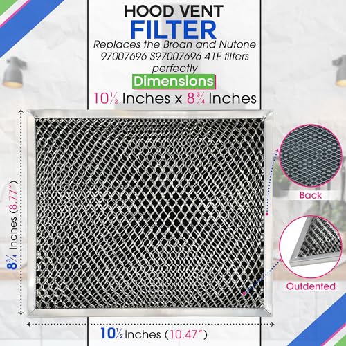 Bagean Stove Hood Vent Filter 10.5" x 8.8" 41F 97007696 Fit's Nutone & Broan Range Hood Filter Replacement for Ductless Exhaust Fan - Mesh Screen Filters Grease & Carbon Freshens Kitchen Oven Air (2-Pack) - Image 3