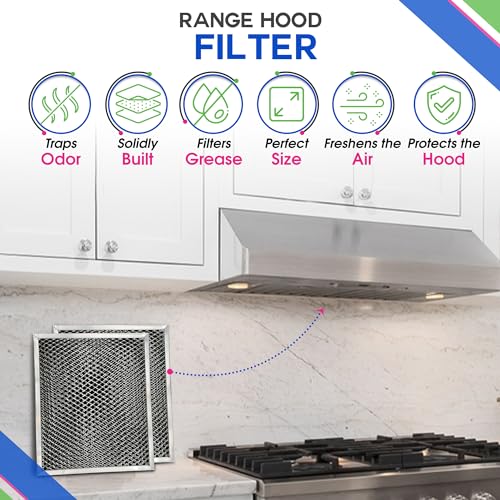 Bagean Stove Hood Vent Filter 10.5" x 8.8" 41F 97007696 Fit's Nutone & Broan Range Hood Filter Replacement for Ductless Exhaust Fan - Mesh Screen Filters Grease & Carbon Freshens Kitchen Oven Air (2-Pack) - Image 2