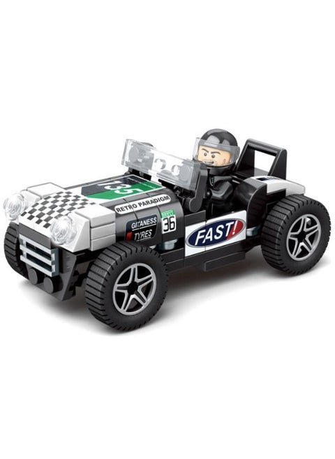 91-Piece Racing Car Model Puzzle Stacking Blocks, DIY Block Building Set, Classic Morgan - Plus8 Racing Car Mini Building Bricks Suitable for Boys and Girls Aged 7 and Up