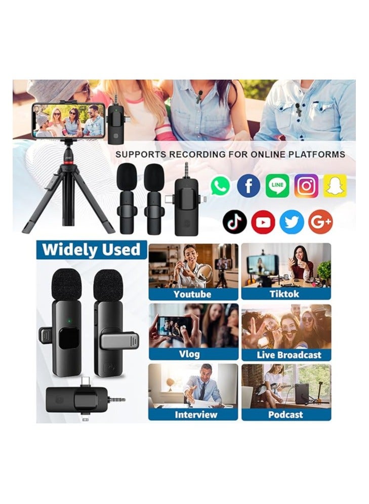 ميكروفونات لافاليير لاسلكية قابلة لإعادة الشحن 3 في 1 لأجهزة iPhone وiPad مع خاصية تقليل الضوضاء المدمجة وجودة صوت واضحة للغاية لتسجيل اجتماعات التدريس - Image 3