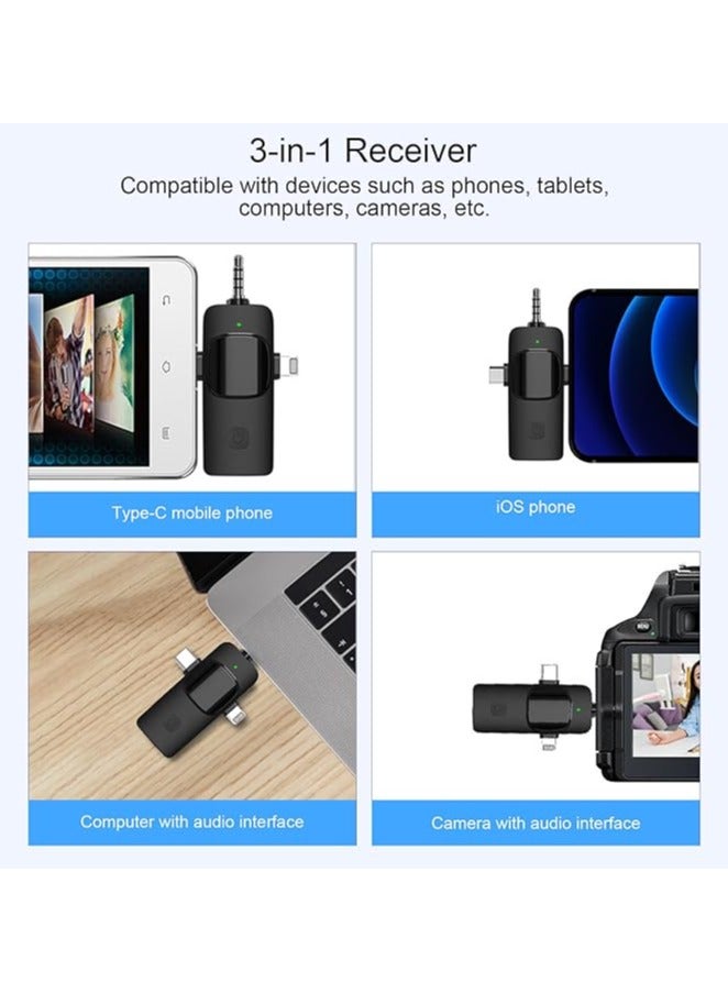ميكروفونات لافاليير لاسلكية قابلة لإعادة الشحن 3 في 1 لأجهزة iPhone وiPad مع خاصية تقليل الضوضاء المدمجة وجودة صوت واضحة للغاية لتسجيل اجتماعات التدريس - Image 5