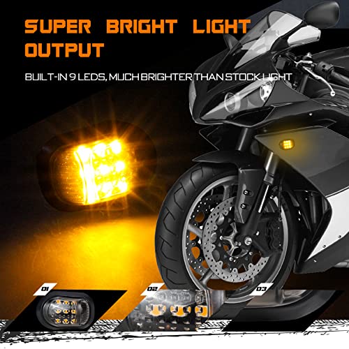 QUASCO Flush Mount Motorcycle Turn Signals Smoked LED Lights Universal 10mm Blinkers Compatible with BMW Honda Suzuki Yamaha, Amber - Image 2