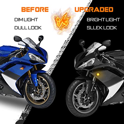 QUASCO Flush Mount Motorcycle Turn Signals Smoked LED Lights Universal 10mm Blinkers Compatible with BMW Honda Suzuki Yamaha, Amber - Image 3