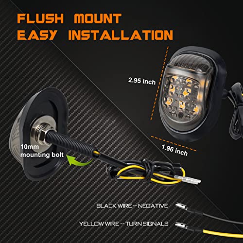 QUASCO Flush Mount Motorcycle Turn Signals Smoked LED Lights Universal 10mm Blinkers Compatible with BMW Honda Suzuki Yamaha, Amber - Image 5