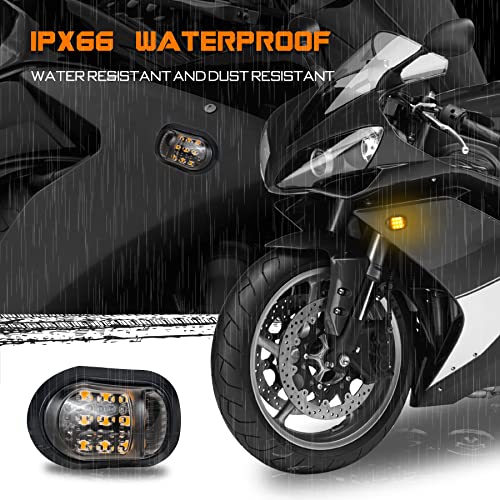 QUASCO Flush Mount Motorcycle Turn Signals Smoked LED Lights Universal 10mm Blinkers Compatible with BMW Honda Suzuki Yamaha, Amber - Image 4