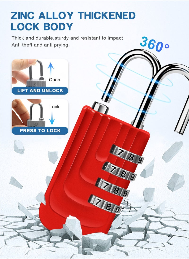 HomarKet 4 Pack Combination Lock 4 Digit Locker Lock Outdoor Waterproof Padlock for School Gym Locker, Sports Locker, Fence, Toolbox, Gate, Case, Hasp Storage,Luggage Suitcase  - Image 4