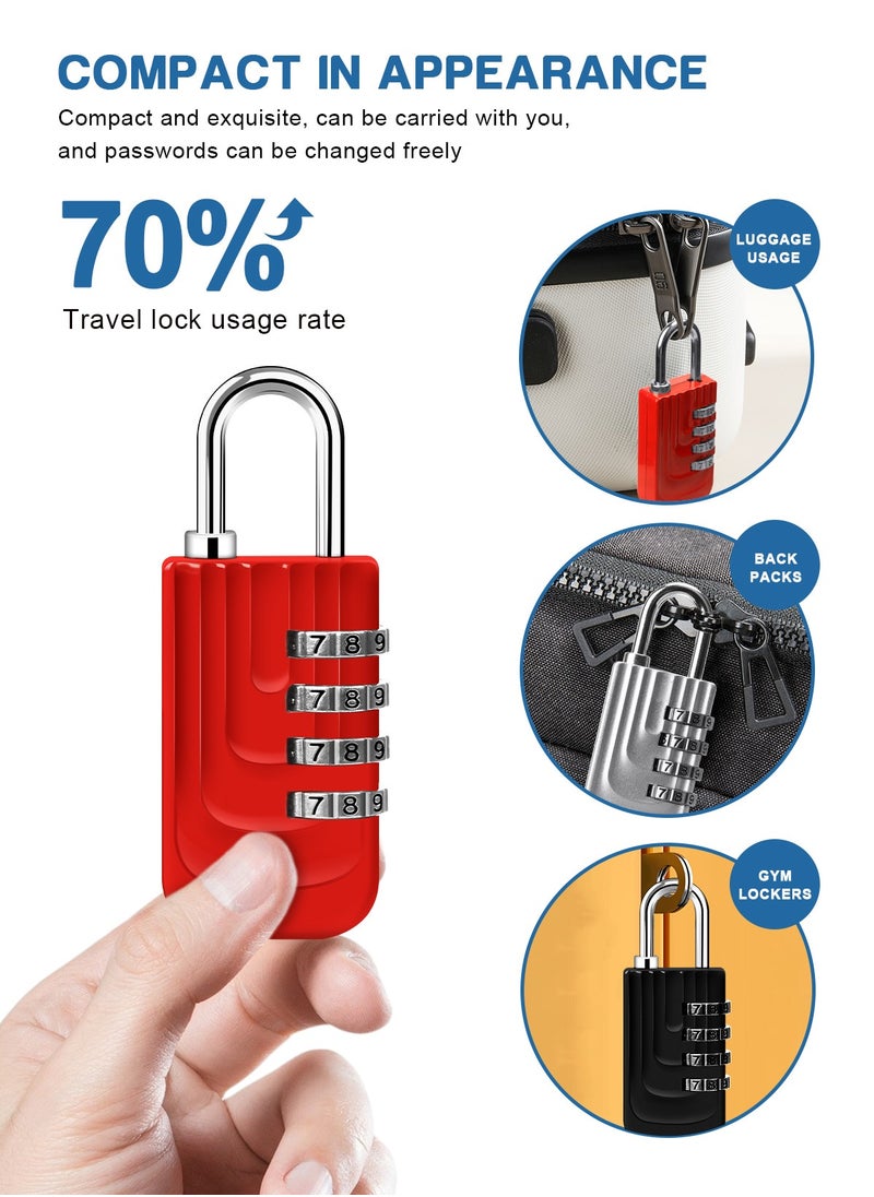 HomarKet 4 Pack Combination Lock 4 Digit Locker Lock Outdoor Waterproof Padlock for School Gym Locker, Sports Locker, Fence, Toolbox, Gate, Case, Hasp Storage,Luggage Suitcase  - Image 5