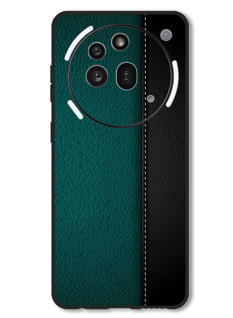 Theodor Case Compatible with Nothing Phone 3a Pro Protection Shockproof Bumper Cover Green Black Leather Pattern - Image 1