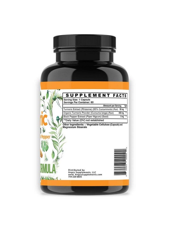 Angry Supplements Vegan Turmeric Curcumin with Black Pepper Extract (60 Veggie Capsules-2 Month Supply), 95% Curcuminoids - All Natural Powerful Antioxidant for Joint Support and Relief (1-Bottle) - Image 4