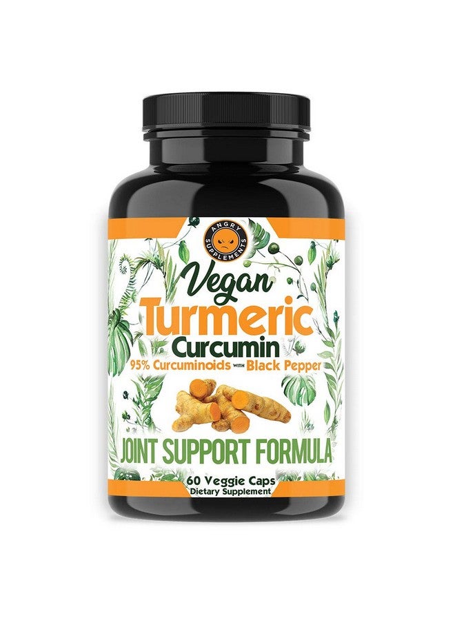 Angry Supplements Vegan Turmeric Curcumin with Black Pepper Extract (60 Veggie Capsules-2 Month Supply), 95% Curcuminoids - All Natural Powerful Antioxidant for Joint Support and Relief (1-Bottle) - Image 1
