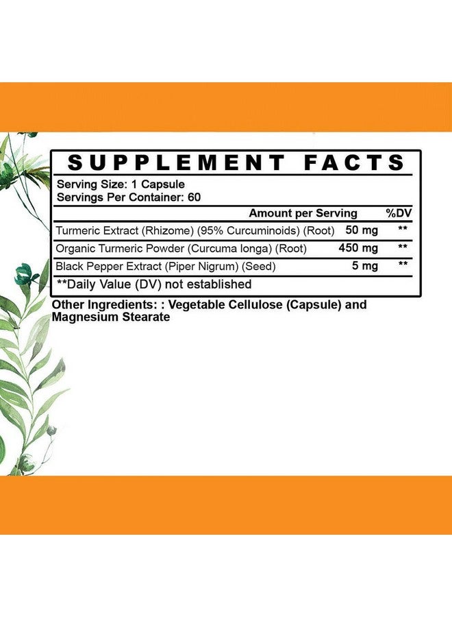 Angry Supplements Vegan Turmeric Curcumin with Black Pepper Extract (60 Veggie Capsules-2 Month Supply), 95% Curcuminoids - All Natural Powerful Antioxidant for Joint Support and Relief (1-Bottle) - Image 2