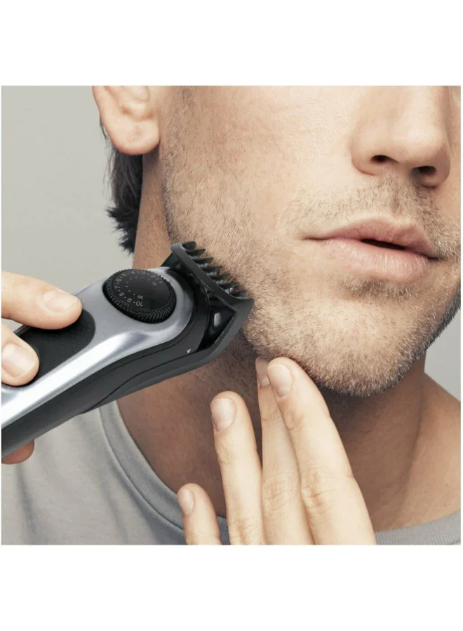 براون Beard Trimmer Hair Clippers For Men Cordless Rechargeable Detail Head With Gillette Pro Glide Razor And Travel Bag - Silver/Black BT5960
