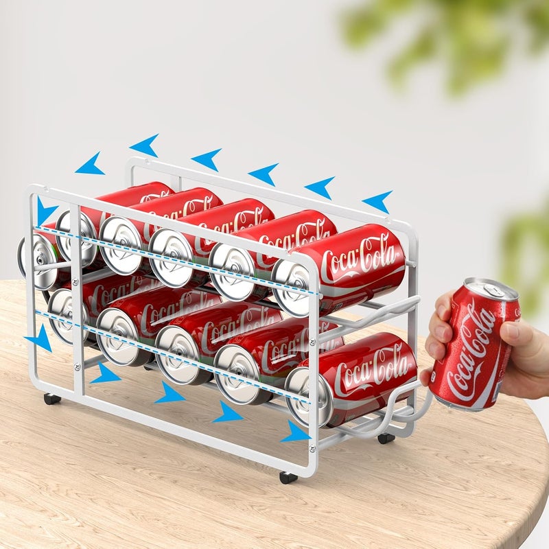 Canyave Soda Can Organizer Storage Rack, 2 Pack Stackable Beverage Soda Can Dispenser Organizer Holder for Refrigerator, Cabinet, Pantry (White) - Image 5
