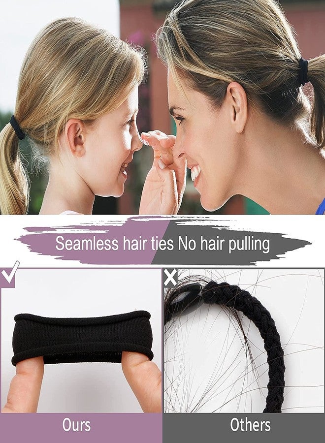 Rock World Hair Ties for Women, Elastic Cotton Thick Seamless Black Hair Bands, No Crease No Damage for Thick/Thin Hair, Soft Hair Ties Ponytail Holders Hair Accessories (50 Pieces Black rubber bands) - Image 5