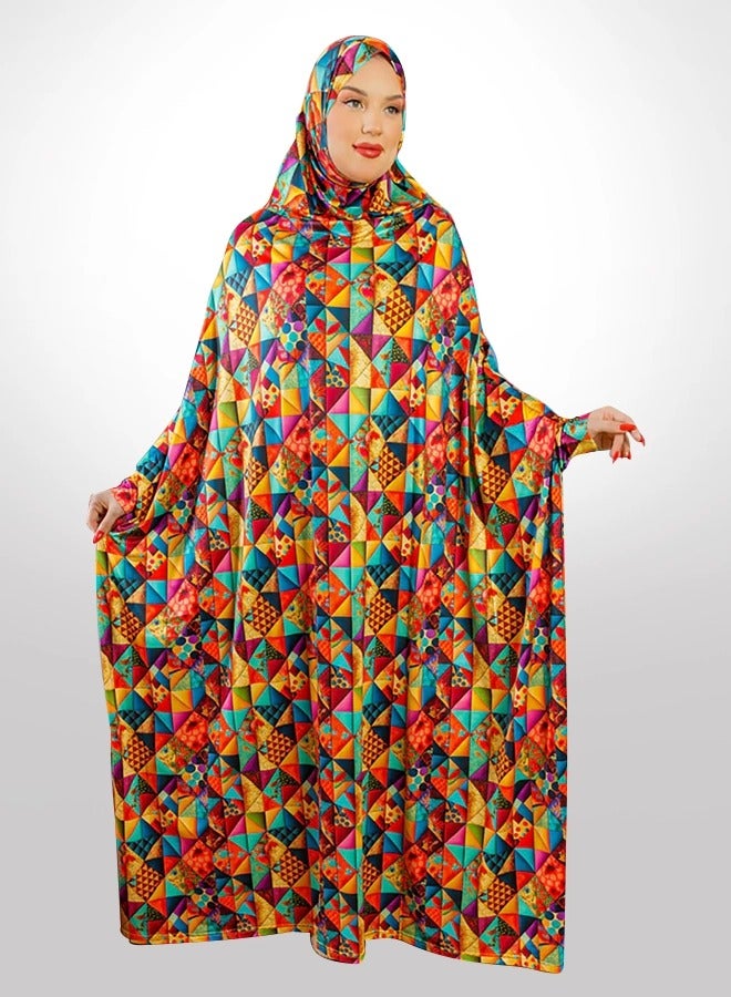 Zmurud Practical  Kuwaiti Jersey prayer dress  with headscarf- Printed from zmurud fashion  - Image 1