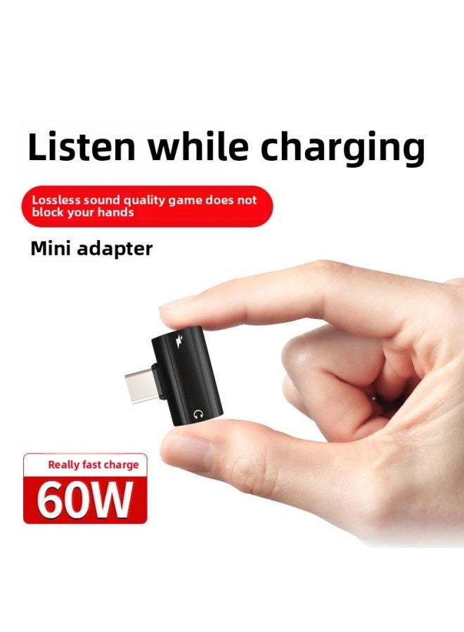 Suitable For Type-c Mobile Phone 2-in -1 Adapter 60W Super Fast Charge Call DAC Digital Mini Converter-Interface Form:Super Fast Charge 60w Two-in-one 【silver】 - Image 4