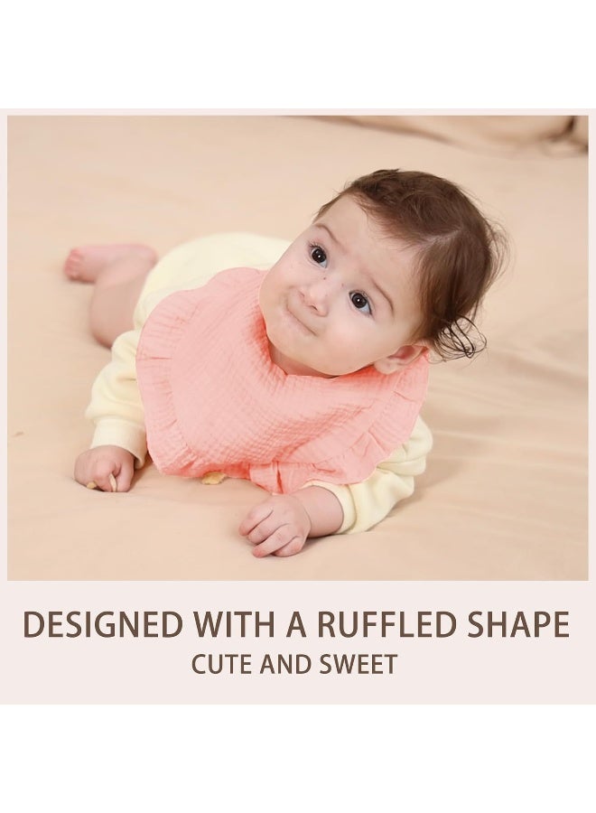 duludulu 6 Pack Muslin Baby Bibs for Baby Girls, Muslin Bibs Drool Bandana Bibs (Sweet Pink) - Image 4