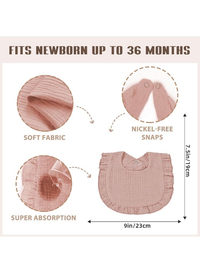 duludulu 6 Pack Muslin Baby Bibs for Baby Girls, Muslin Bibs Drool Bandana Bibs (Sweet Pink) - Image 2
