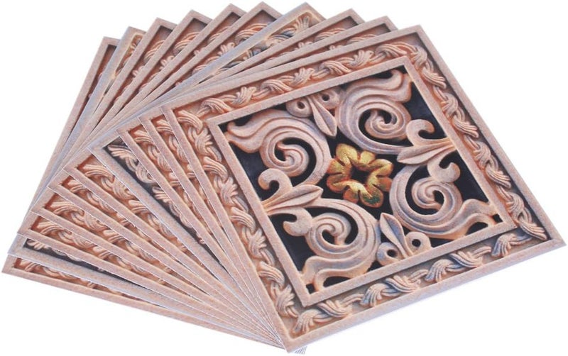 klarako Tile Stickers, 10Pcs Self Adhesive PVC Tile Floor Wall Stickers 3D Decal for Home Decor 12CM*12CM (# 03) - Image 2