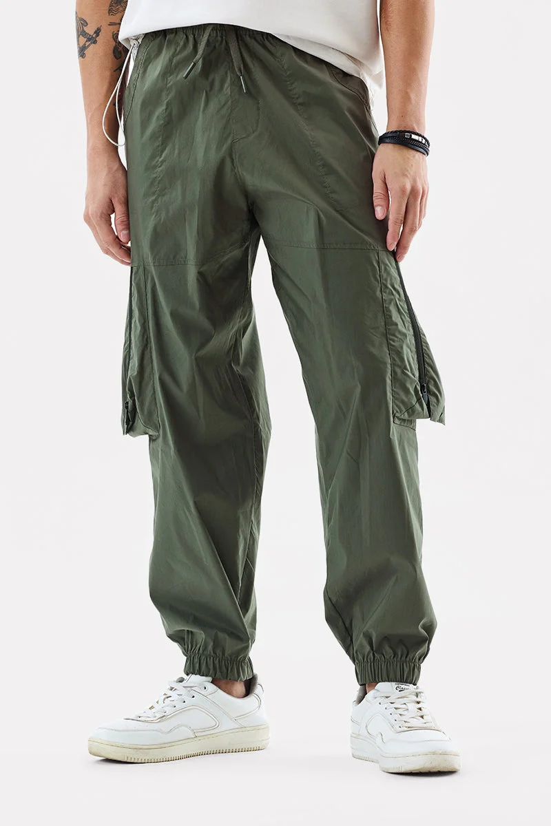 Snitch Green Loose Fit Cargo Pants for Men | Best Price UAE
